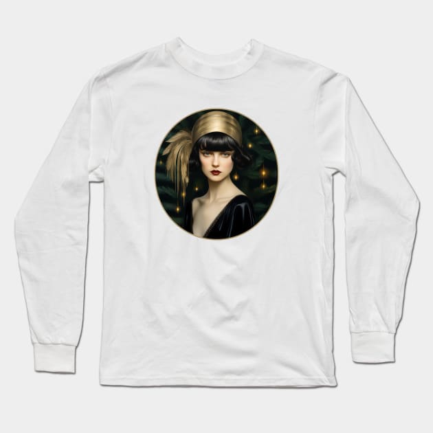 Vintage Holiday Glamour: A 1920s Christmas Long Sleeve T-Shirt by TooplesArt